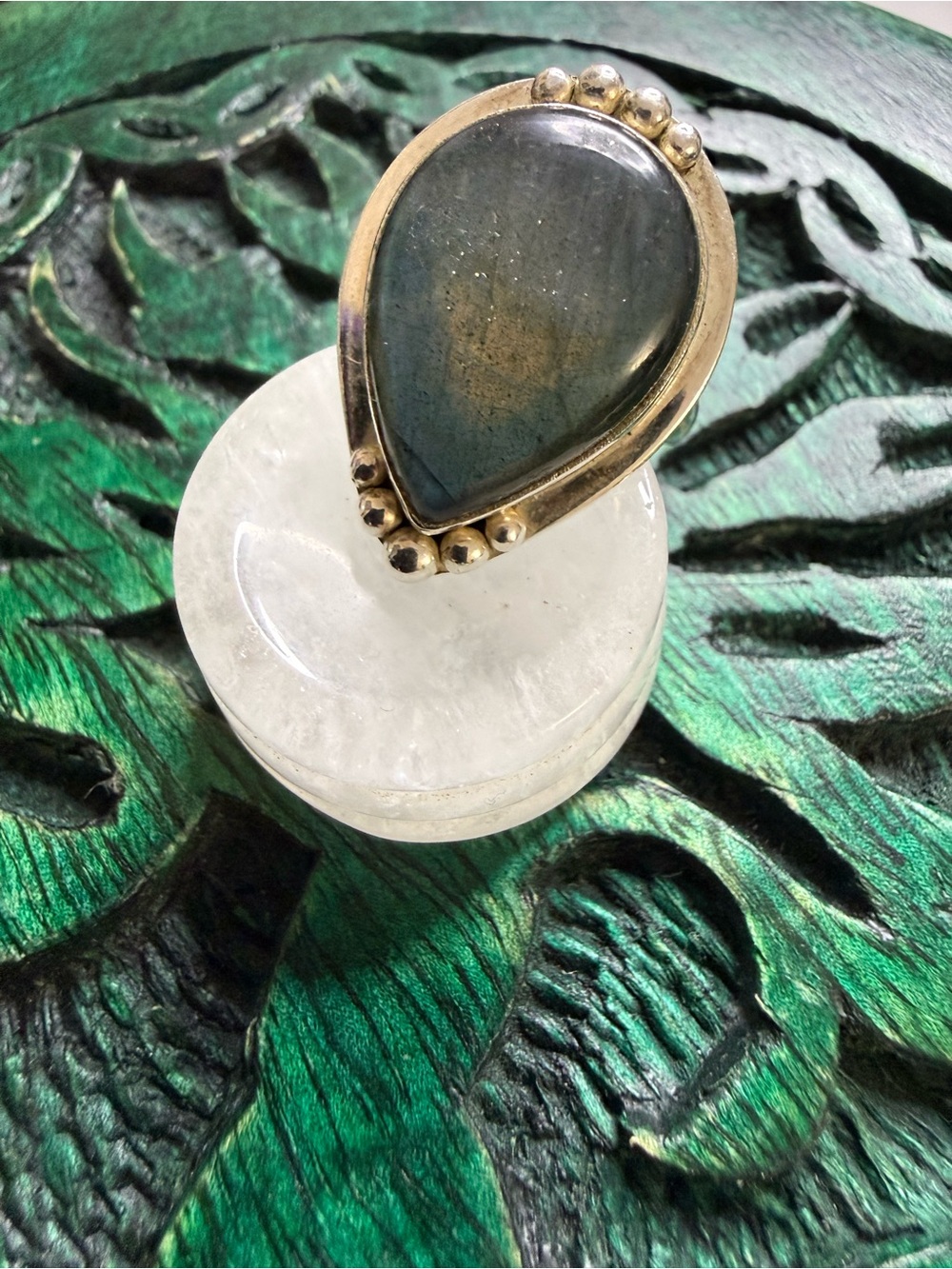 Boho Magic • Sterling Silver Labradorite Teardrop Ring - Size 8